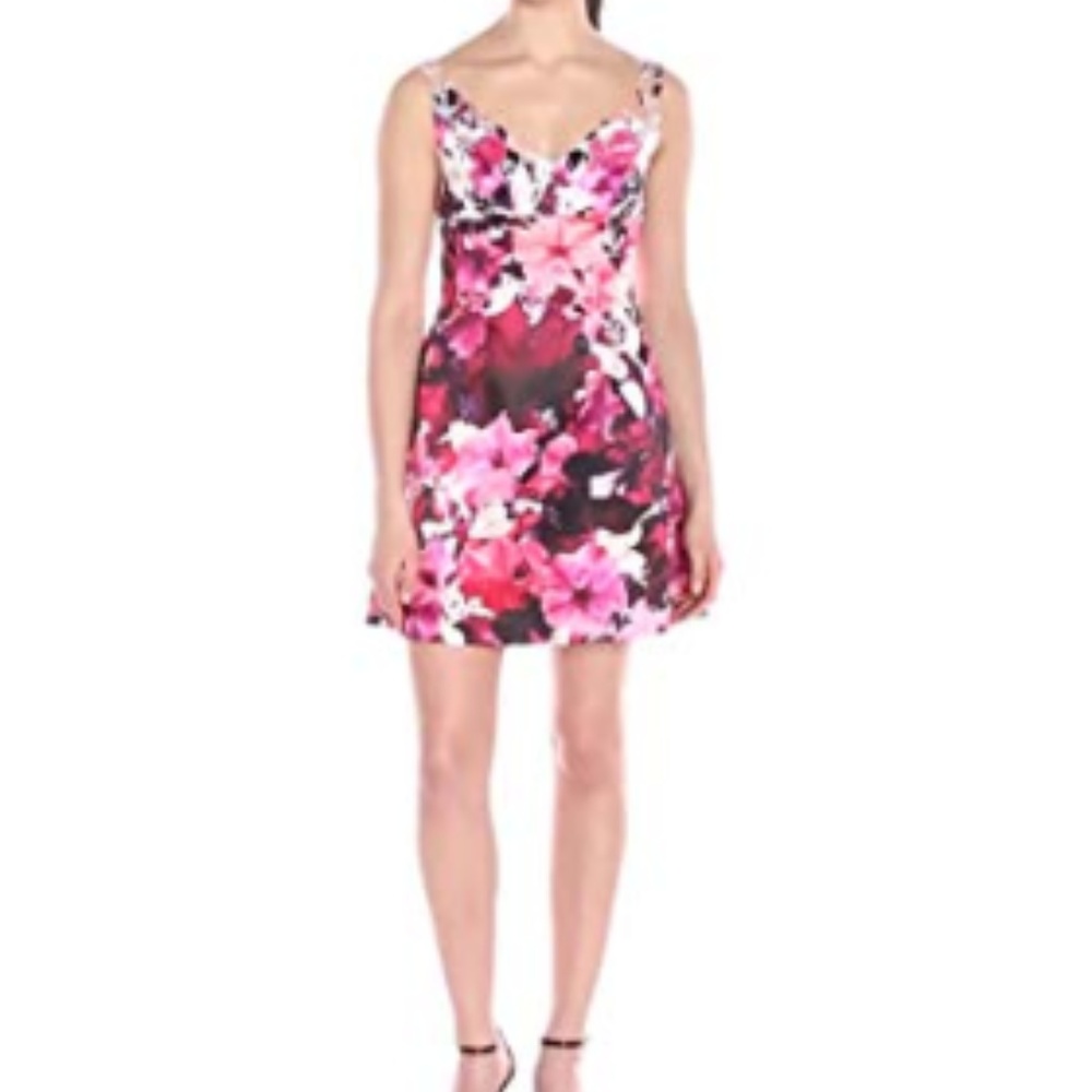 Adrianna Papell Sz 6 Dress Pink Black Mikado